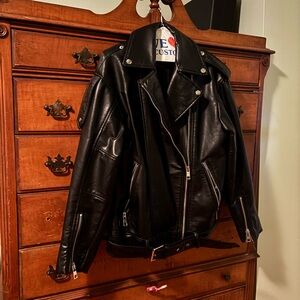 Zara Black Faux Leather Jacket